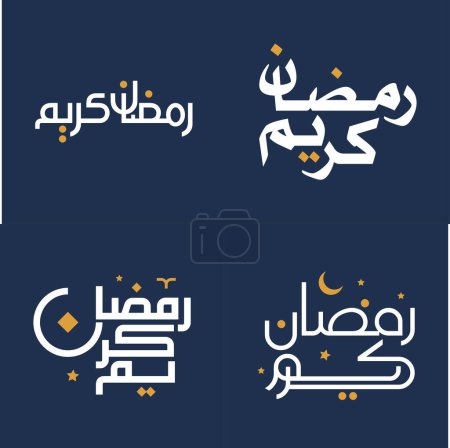 Ilustración de Celebra el Ramadán Kareem con Caligrafía Blanca y Elementos de Diseño Naranja Vector Illustration. - Imagen libre de derechos