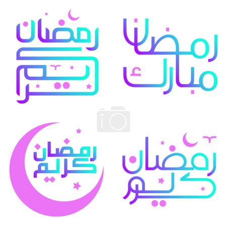 Téléchargez les illustrations : Illustration vectorielle des vœux du Ramadan Kareem avec dégradé Typographie arabe. - en licence libre de droit