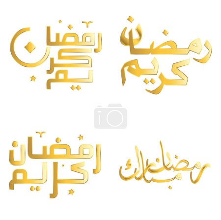 Illustration for Holy Month of Fasting: Golden Ramadan Kareem Vector Illustration with Elegant Calligraphy. - Royalty Free Image