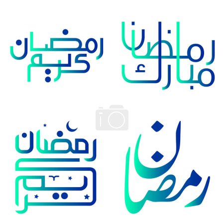 Téléchargez les illustrations : Gradient Calligraphie arabe verte et bleue Conception vectorielle pour célébrer le mois sacré du Ramadan. - en licence libre de droit