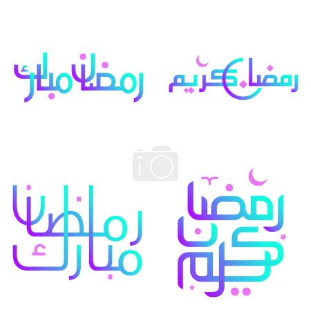 Téléchargez les illustrations : Elégant dégradé Ramadan Kareem Vector Design avec calligraphie arabe. - en licence libre de droit
