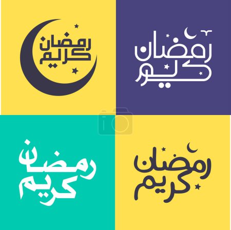 Téléchargez les illustrations : Ensemble de Calligraphie Arabe Minimaliste pour le Ramadan Kareem Wishes. - en licence libre de droit