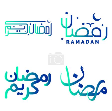 Ilustración de Gradiente Verde y Azul Ramadán Kareem Vector Ilustración con caligrafía árabe. - Imagen libre de derechos