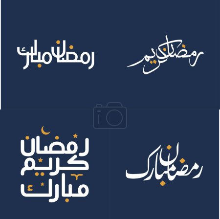 Illustration for Ramadan Kareem Vector Illustration with White Arabic Calligraphy and Orange Design Elements. - Royalty Free Image
