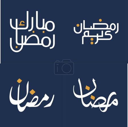 Ilustración de Ramadán Kareem Vector Ilustración con caligrafía árabe blanca y elementos de diseño naranja. - Imagen libre de derechos