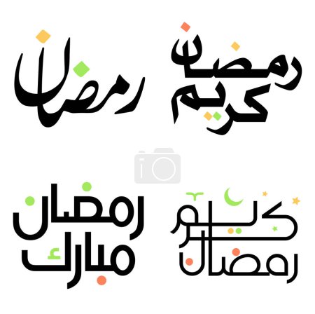 Téléchargez les illustrations : Illustration vectorielle du Ramadan noir Kareem souhaits et salutations avec calligraphie. - en licence libre de droit