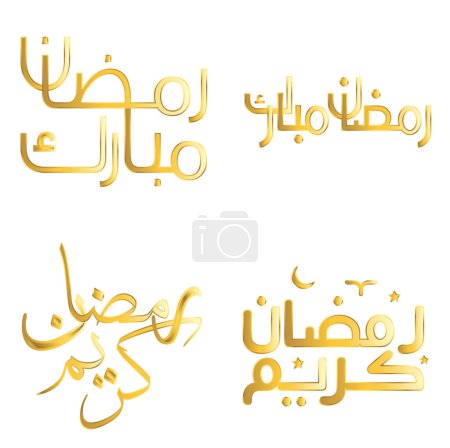 Illustration for Vector Golden Ramadan Kareem Greeting Card with Arabic Calligraphy Design for Muslim Celebrations. - Royalty Free Image