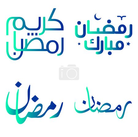 Illustration for Elegant Gradient Green and Blue Ramadan Kareem Vector Design with Islamic Calligraphy. - Royalty Free Image