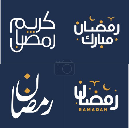 Illustration for Vector White Ramadan Kareem Greeting Card with Orange Design Elements Design. - Royalty Free Image