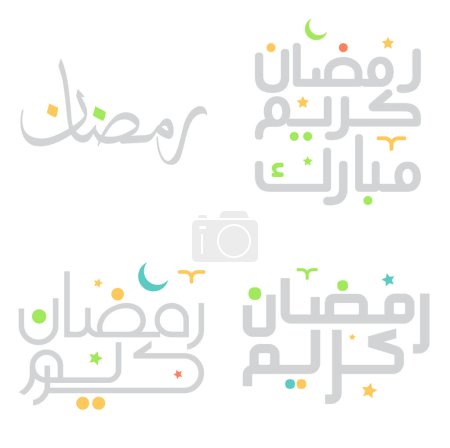 Ilustración de Tarjeta de felicitación Ramadán Kareem con diseño tipográfico árabe islámico. - Imagen libre de derechos