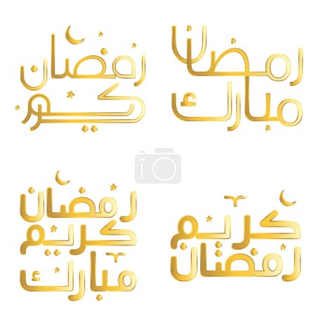 Téléchargez les illustrations : Mois sacré du jeûne : Elégant Ramadan d'or Kareem Illustration vectorielle avec typographie arabe. - en licence libre de droit