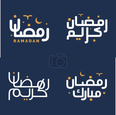 Ilustración de Ilustración Vectorial de Blanco Ramadán Kareem Deseos con Elementos de Diseño Naranja. - Imagen libre de derechos