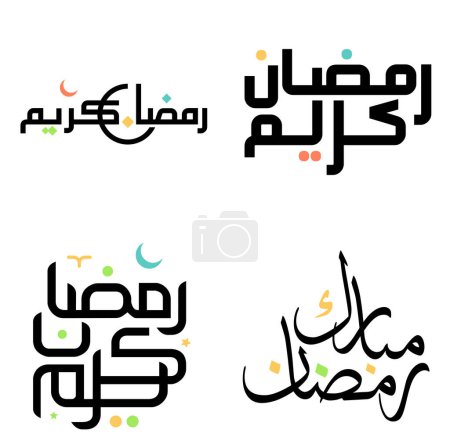 Téléchargez les illustrations : Ramadan Kareem Design vectoriel noir avec typographie arabe moderne. - en licence libre de droit