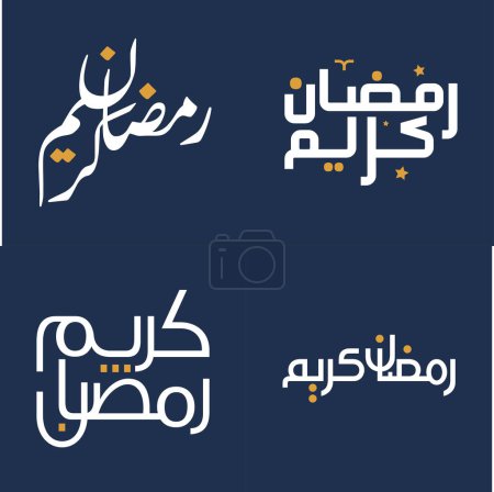 Ilustración de Caligrafía árabe Vector Ilustración para Ramadán Blanco Kareem con Elementos de Diseño Naranja. - Imagen libre de derechos