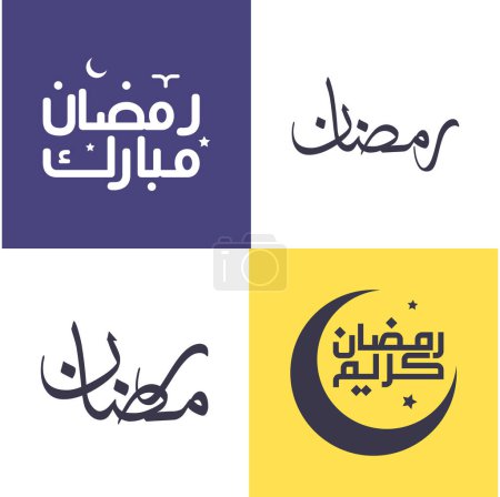 Téléchargez les illustrations : Célébrez Ramadan Kareem avec un pack de calligraphie arabe élégant et simple. - en licence libre de droit