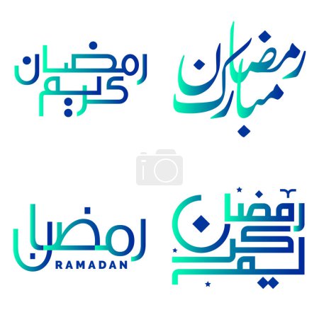 Illustration for Celebrate Ramadan Kareem with Elegant Gradient Green and Blue Calligraphy Vector Illustration. - Royalty Free Image