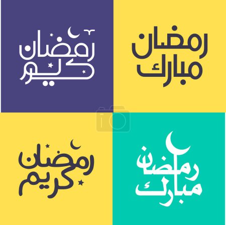 Téléchargez les illustrations : Célébrez le Ramadan Kareem avec un pack de calligraphie arabe simple et élégant. - en licence libre de droit