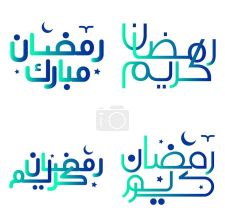 Ilustración de Gradiente Caligrafía árabe verde y azul Vector Ilustración para celebraciones musulmanas. - Imagen libre de derechos