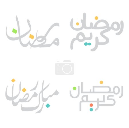 Téléchargez les illustrations : Typographie arabe multi-styles pour le Ramadan Salutations manuscrites Calligraphie. - en licence libre de droit