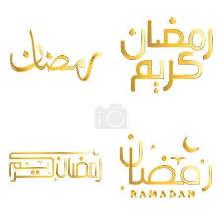 Ilustración de Golden Ramadan Kareem Vector Design para el Mes del Ayuno Islámico con Caligrafía Elegante. - Imagen libre de derechos
