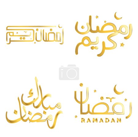 Téléchargez les illustrations : Illustration vectorielle du Ramadan Kareem avec calligraphie arabe dorée. - en licence libre de droit
