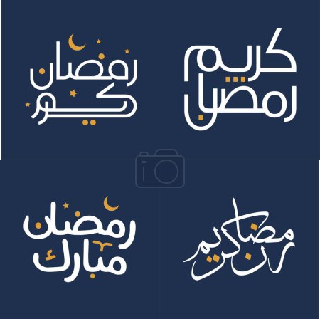 Ilustración de Caligrafía árabe Ilustración vectorial con caligrafía blanca y elementos de diseño naranja para Ramadán Kareem. - Imagen libre de derechos