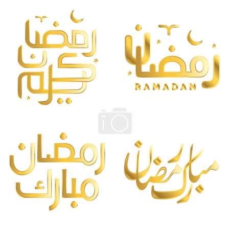Téléchargez les illustrations : Célébrez le mois du jeûne islamique avec l'illustration vectorielle du Ramadan d'or Kareem. - en licence libre de droit