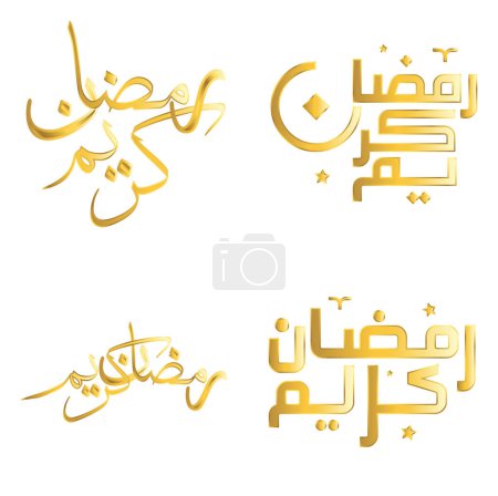 Ilustración de Mes del ayuno islámico: Ramadán dorado Kareem Vector Ilustración en caligrafía árabe. - Imagen libre de derechos