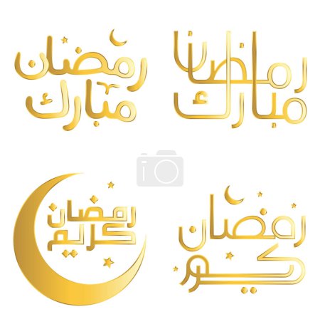 Illustration for Elegant Golden Vector Illustration of Ramadan Kareem with Arabic Calligraphy. - Royalty Free Image