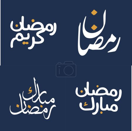 Illustration for Vector Illustration of Orange Design Elements with White Calligraphy for Ramadan Kareem Greeting Cards. - Royalty Free Image