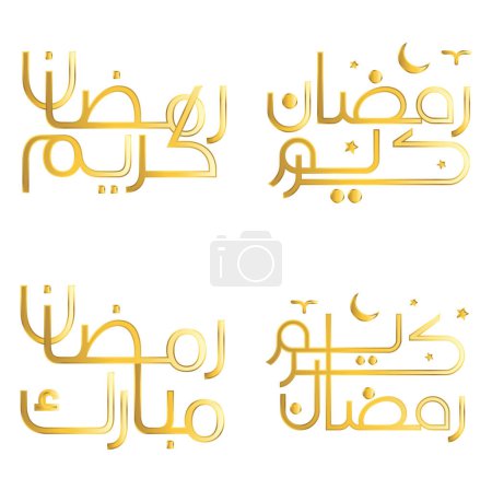 Illustration for Vector Golden Ramadan Kareem Greeting Card with Arabic Calligraphy Design. - Royalty Free Image
