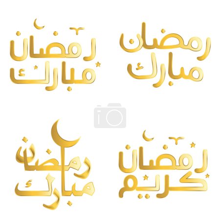 Illustration for Vector Illustration of Golden Ramadan Kareem Wishes with Arabic Typography. - Royalty Free Image