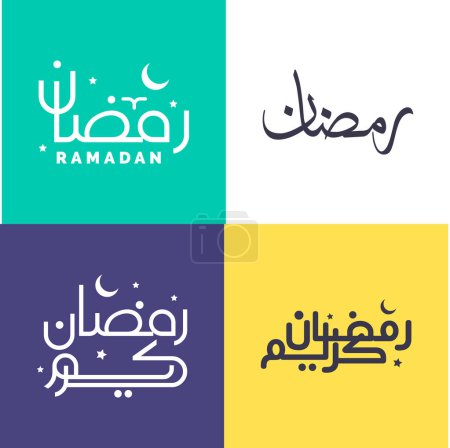 Ilustración de Pack de Caligrafía Árabe Moderna y Simple para el Ramadán Kareem Saludos. - Imagen libre de derechos