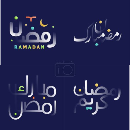 Illustration for Ramadan Kareem in White Glossy Calligraphy with Colorful Design Elements for Islamic Greeting Cards and Banners - Royalty Free Image
