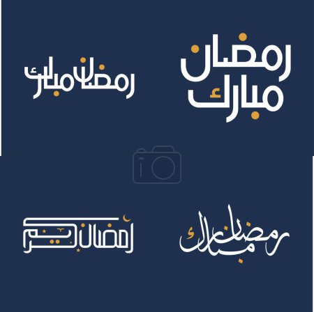 Ilustración de Ilustración vectorial de elegantes elementos blancos de caligrafía y diseño naranja para celebrar el Ramadán Kareem. - Imagen libre de derechos