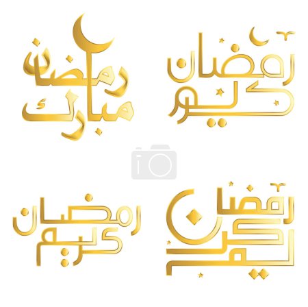 Illustration for Vector Illustration of Golden Ramadan Kareem Arabic Calligraphy for Muslim Greetings. - Royalty Free Image