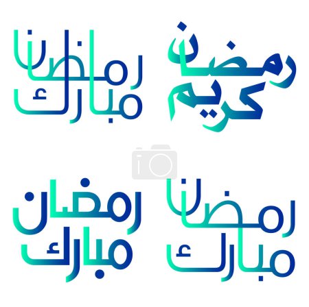 Ilustración de Mes Islámico del Ayuno: Gradiente Verde y Azul Ramadán Kareem Vector Ilustración. - Imagen libre de derechos