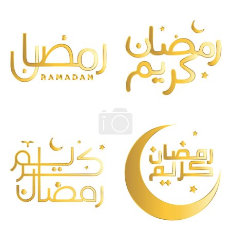 Ilustración de Celebra el Mes del Ayuno Islámico con la Ilustración Vectorial del Ramadán Dorado Kareem. - Imagen libre de derechos