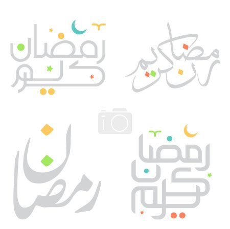 Ilustración de Ilustración vectorial de los deseos y bendiciones de Ramadán Kareem en tipografía árabe. - Imagen libre de derechos