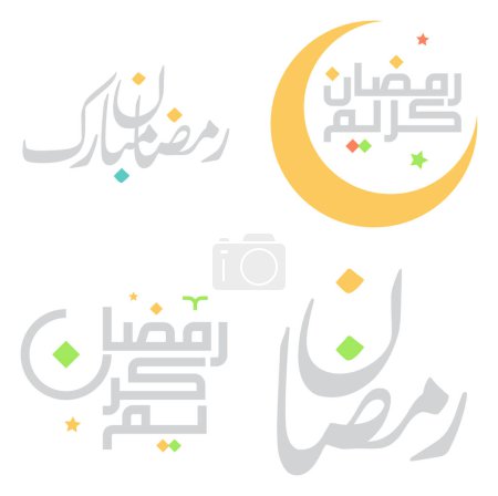 Ilustración de Ramadán Kareem Diseño vectorial con caligrafía árabe para bendiciones musulmanas. - Imagen libre de derechos