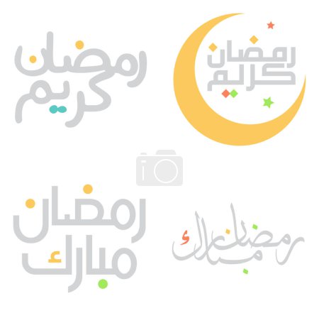 Téléchargez les illustrations : Illustration vectorielle du Ramadan Kareem avec la calligraphie arabe islamique. - en licence libre de droit