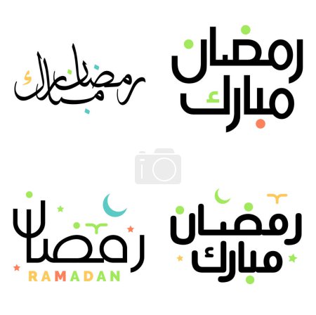 Téléchargez les illustrations : Illustration vectorielle élégante du Ramadan noir de Kareem en calligraphie arabe traditionnelle. - en licence libre de droit