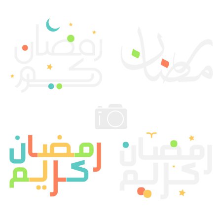 Illustration for Vector Illustration of Ramadan Kareem Wishes & Blessings in Arabic Typography. - Royalty Free Image
