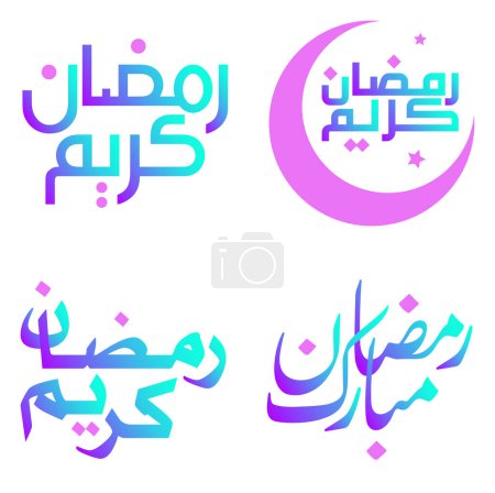 Illustration for Gradient Ramadan Kareem Vector Design for Islamic Fasting Month with Elegant Calligraphy. - Royalty Free Image