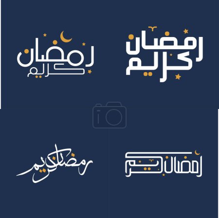 Ilustración de Elegante diseño vectorial Ramadan Kareem con caligrafía blanca y elementos de diseño naranja. - Imagen libre de derechos