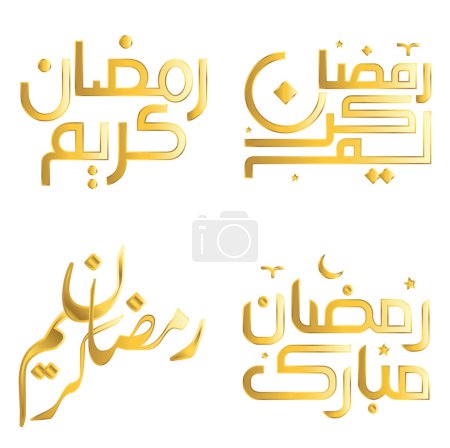Ilustración de Elegante Ramadán dorado Kareem Vector Design con caligrafía árabe para festivales musulmanes. - Imagen libre de derechos