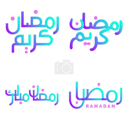 Téléchargez les illustrations : Célébrez le mois sacré du Ramadan avec une calligraphie arabe dégradée. - en licence libre de droit