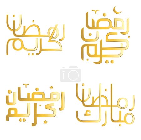 Illustration for Vector Illustration of Ramadan Kareem with Elegant Golden Arabic Calligraphy. - Royalty Free Image