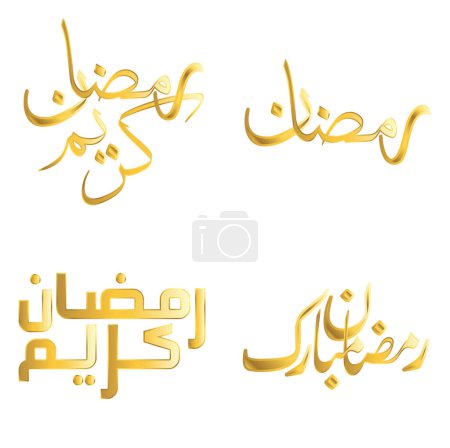 Ilustración de Celebra el Ramadán Kareem con la ilustración vectorial de caligrafía dorada. - Imagen libre de derechos
