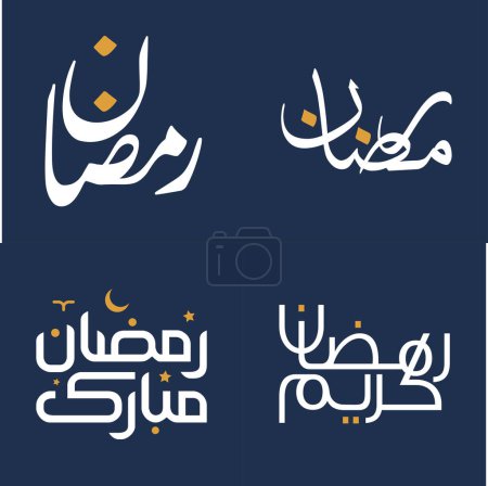 Illustration for White Ramadan Kareem Greeting Card with Elegant Orange Design Elements Vector Illustration. - Royalty Free Image